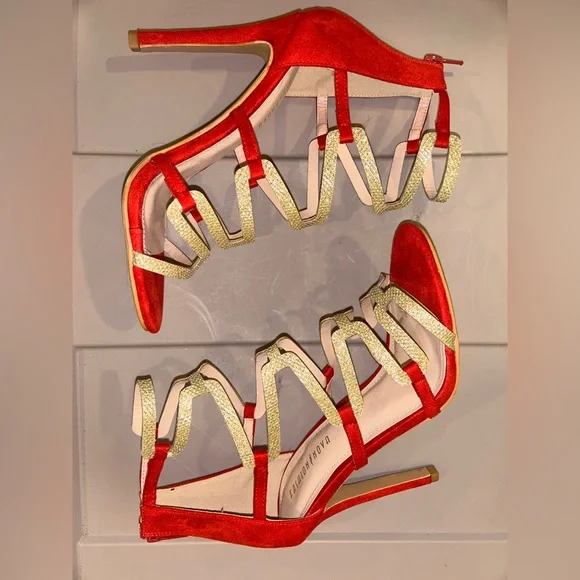 Red & Gold Gladiator Heels - Picture 3 of 3